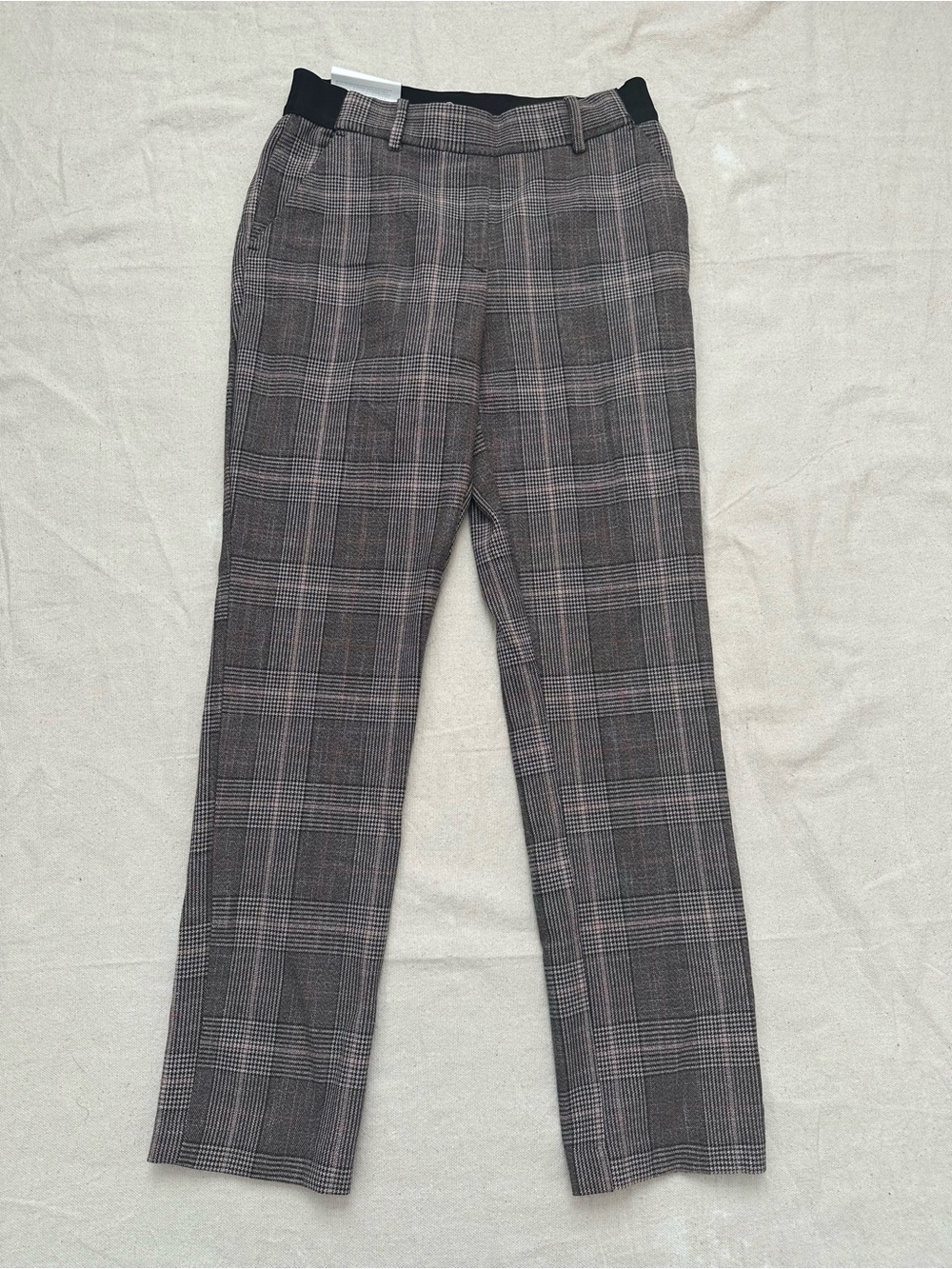 NWT H&M Plaid Slim Ankle Slacks Dress Pants Gray Pink Size 4 - Picture 2 of 12
